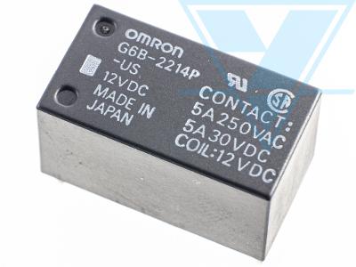 G6B-2214P-US-DC12V (5А, один контакт на замыкание, один контакт на размыкание)